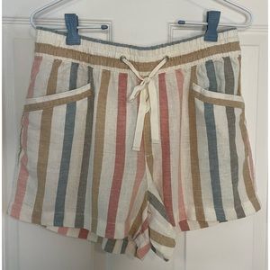 Gap Multi Colored Stripe Linen Blend Pull On Shorts Size Small